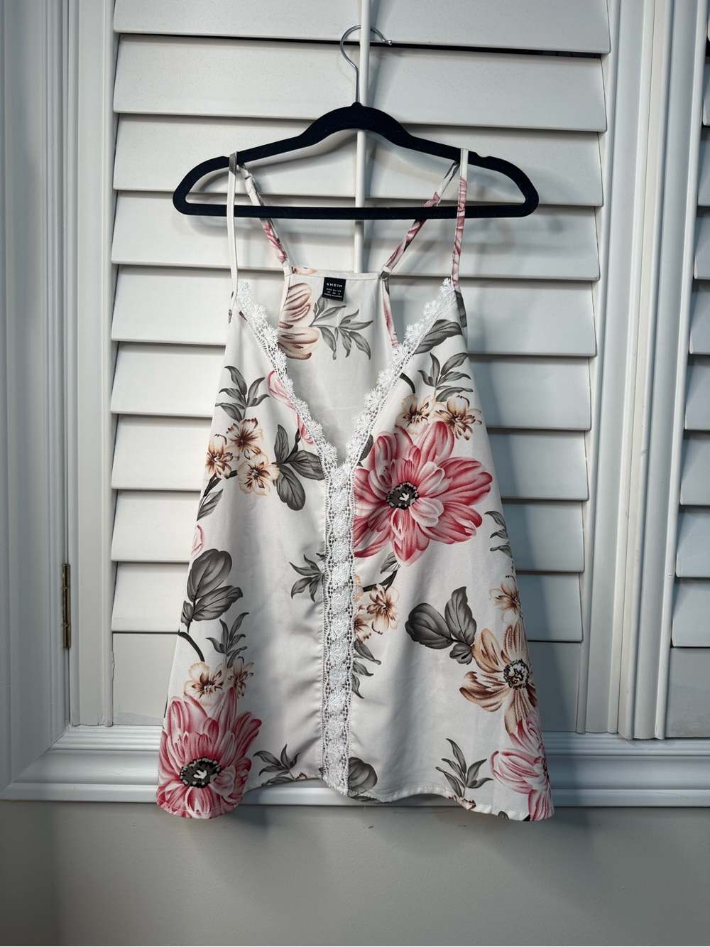 Floral Lace-Trim Cami Top - Pink Floral
